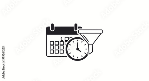 Calendar clock and funnel combination.