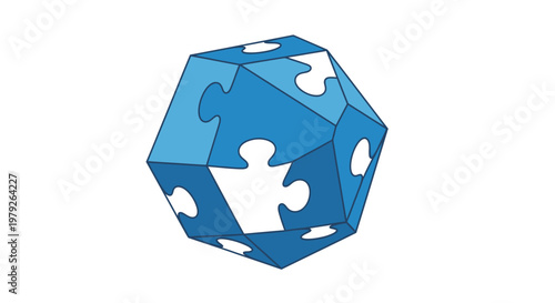 Blue puzzle ball with pieces.