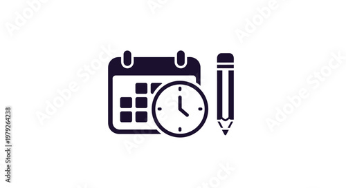 Calendar Clock and Pencil Icon.