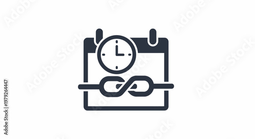 Calendar with clock and chain.