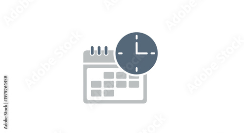Calendar with clock icon.