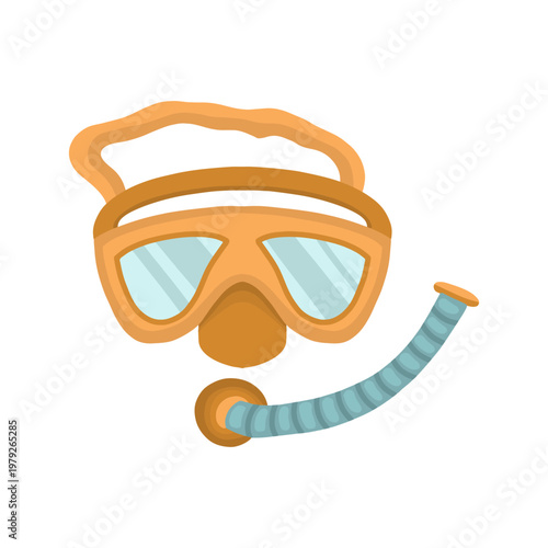 Diving mask and snorkel gear hand drawn vector illustration. Snorkeling equipment isolated for summer, vacations, and underwater adventures