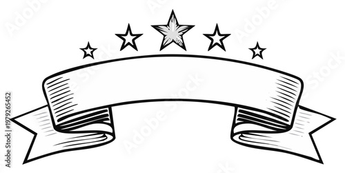 Ribbon banner with star illustration