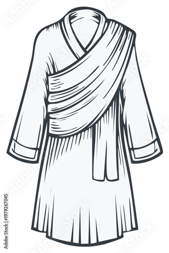 Ancient Style Tunic and Robe Garment Hand Drawn Vector Illustration