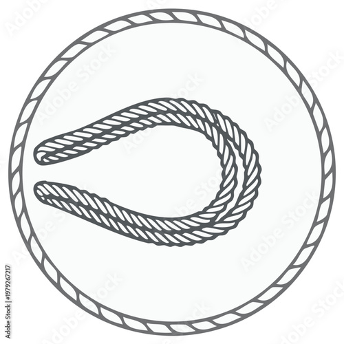 Nautical rope loop in decorative circle minimalist illustration