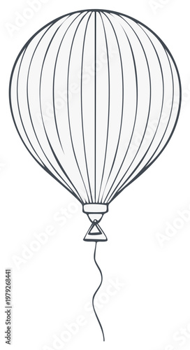 Simple line drawing of a hot air balloon with a string
