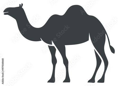 Stylized camel silhouette facing left with a single hump and two humps.