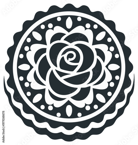 Intricate Rose Mandala Design with Decorative Border