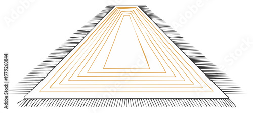 Sketchy Carpet Pattern, Area Rug with Fringes, Oriental, Tribal Design on White Background