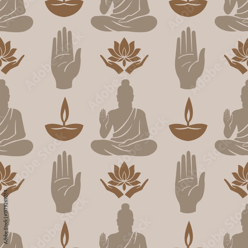 Seamless spiritual pattern inspired by Guru Purnima festival