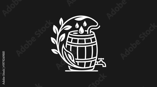 Minimalist Barrel And Plant Logo