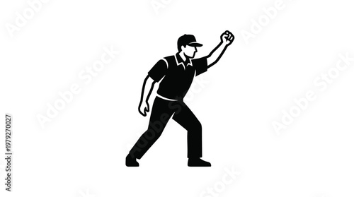 Baseball Umpire Signaling a Strike