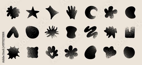 Abstract organic shapes logo elements vector set minimal black collection. Modern hand drawn design assets for branding packaging social media and graphic design.