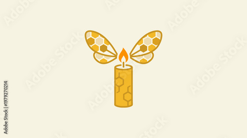 Beehive Candle with Honeycomb Wings