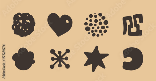 Minimal abstract icons logo elements vector set organic shapes collection. Modern flat design assets for branding packaging social media and graphic design.