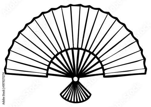 Open Hand Fan Vector Illustration, Decorative Design Element for Asian Culture