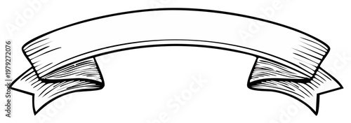 Elegant Hand-Drawn Banner Ribbon Design Element for Titles and Greetings Decoration