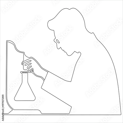 Scientist conducting an experiment at a computer workstation