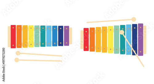 "Colorful Xylophone Set with Mallets for Music, Education, and Instrument Design Projects"