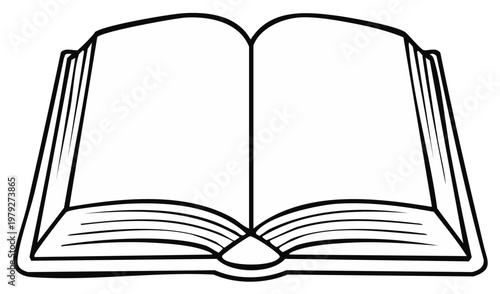 Open Book with Blank Pages Simple Line Art Illustration for Education and Reading Concepts