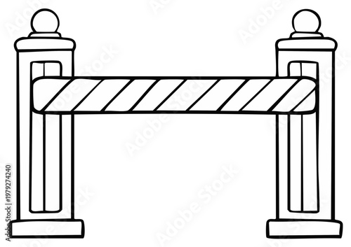 Hand Drawn Barrier Gate Entry Control Security Entrance Protection Line