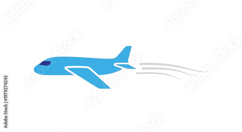 Airplane flying through the air fast.