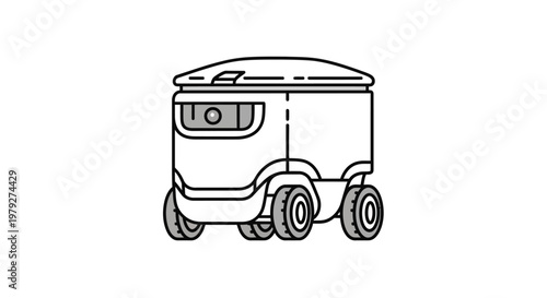 Autonomous Delivery Robot Closeup View.