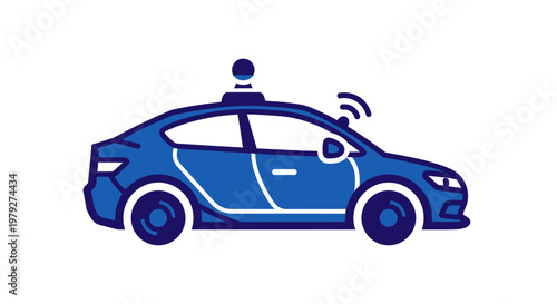 Autonomous Vehicle Side View Illustration.