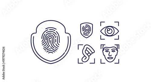 Biometric Identification Security Icons Set.