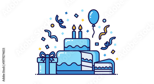 Birthday cake with lit candles celebration.