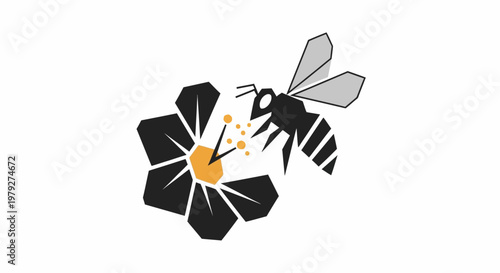 Black and white bee on flower.