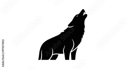 Black silhouette of a howling wolf.