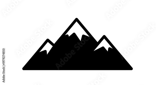 Black silhouette of mountain peaks.
