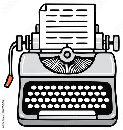 Vintage Manual Typewriter Illustration for Creative Writing and Nostalgic Communication