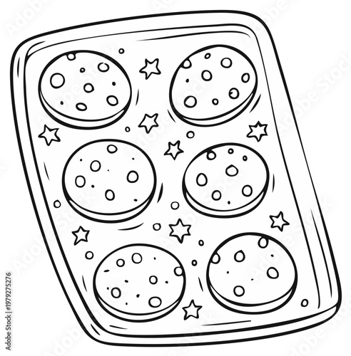 Whimsical Star Shaped Cookie Tray With Round Cookies Ready for Baking and Decoration