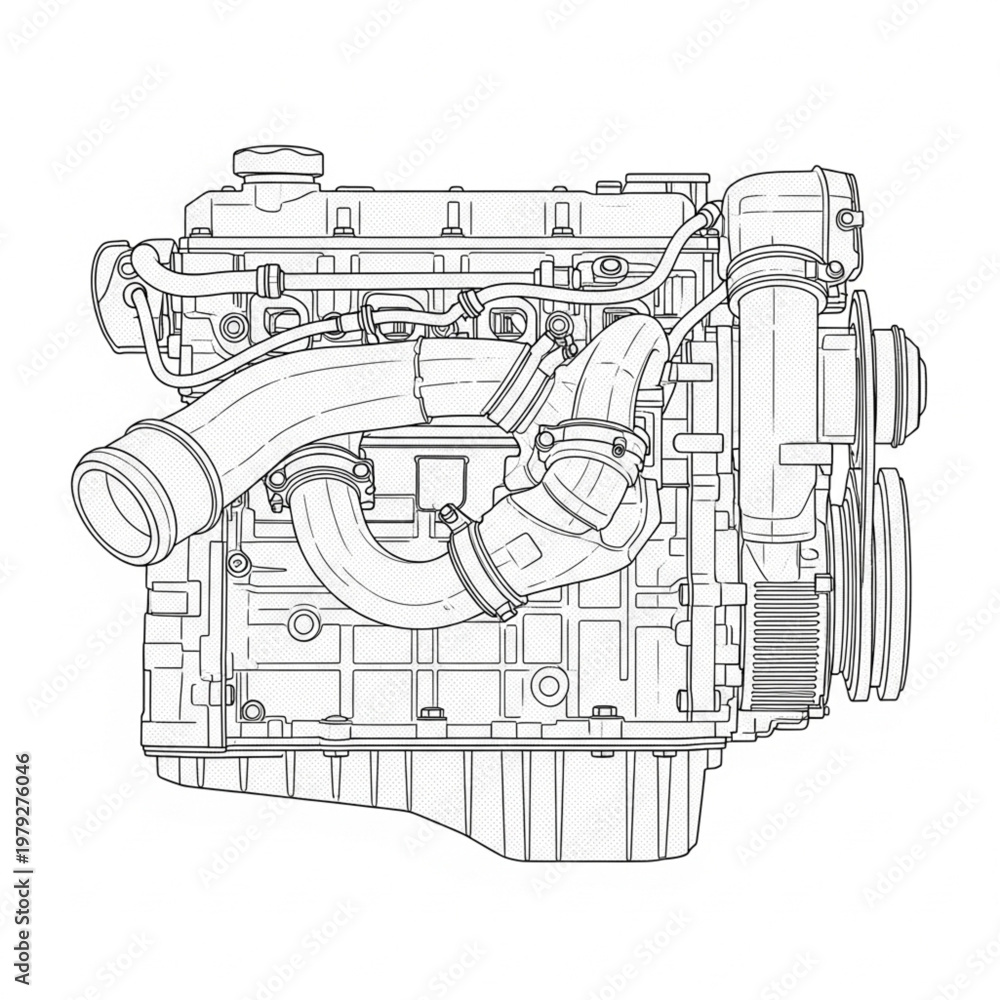 Obraz premium Internal Combustion Car Engine System.