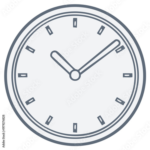 Classic Round Analog Clock Face with Hour and Minute Hands Indicating Time