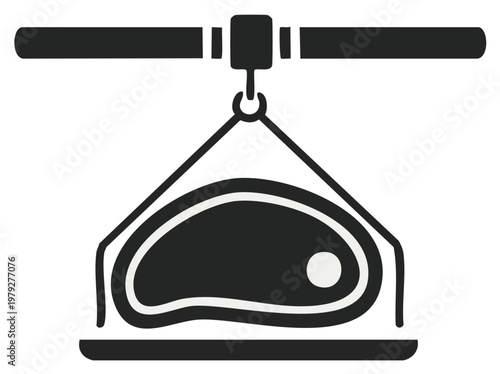 Illustration of a Raw Steak Being Lifted and Weighed on a Scale