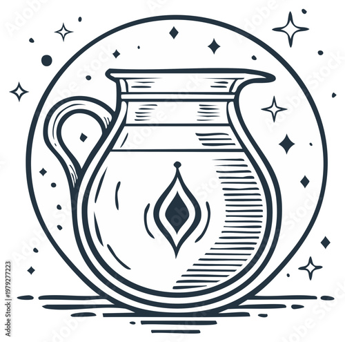 Mystical Ewer with Flame Symbol and Stars