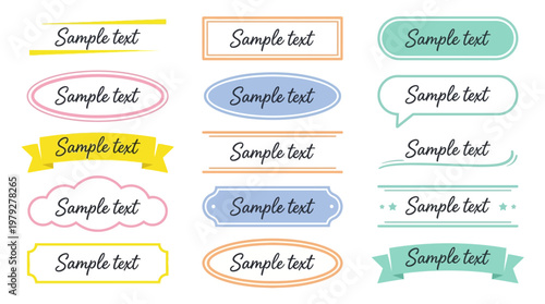 Pastel ribbon banners and labels with soft gradients and editable text placeholders for badges, headers, and product tags.
