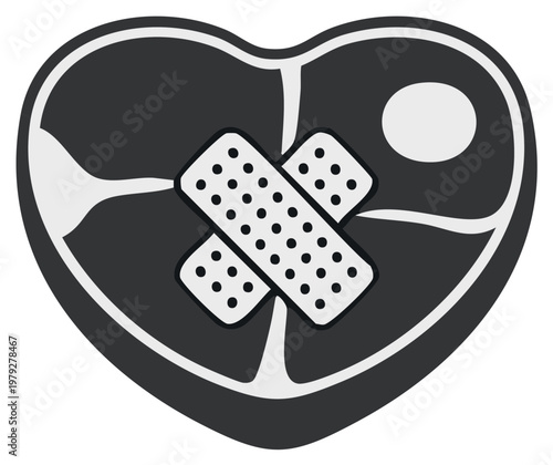Heart with Bandage Icon Symbolic of Heart Health Concerns First Aid and Medical Assistance