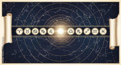 Celestial Zodiac Constellations and Symbols.