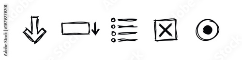 Scribbled Sketchy Interface Icon Pack with Hand Drawn Web Navigation Elements