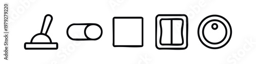 Minimalist Line Art Control Icons Collection featuring Toggle Switch and Dial Elements