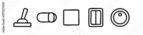 Simple Outline Interface Controls Icon Set for Digital Panel and App Design