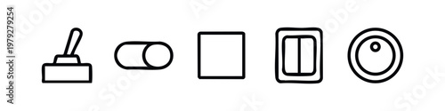 Modern Minimalist Line Icons Set of Switches Buttons and Control Dials