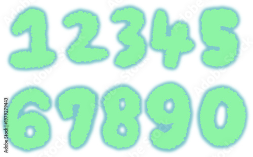 もこもこ手描き数字セット(0〜9)ポップデザインかわいい装飾用イラスト素材