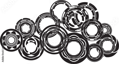 Pile of Metal Bearings on White Background Illustration