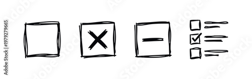 Sketchy Hand Drawn Checkboxes and Checklist Interface Icons