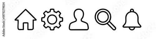 Modern Outline Web Navigation Icons Home Settings User Search and Notification